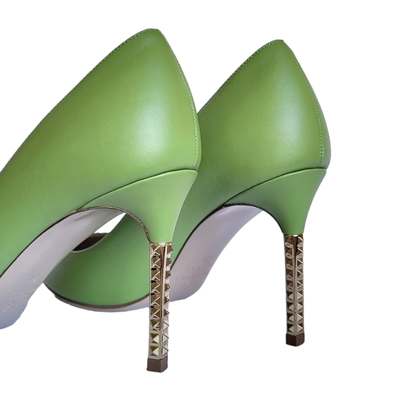 Valentino Rockstud Metal Stiletto Heel Leather Pumps 80 mm Green Apple 35 - Picture 9 of 14